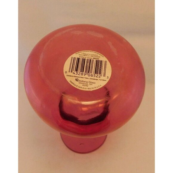 VINTAGE INDIANA GLASS COMPANY CRANBERRY ILLUSIONS VASE - Picture 4 of 5